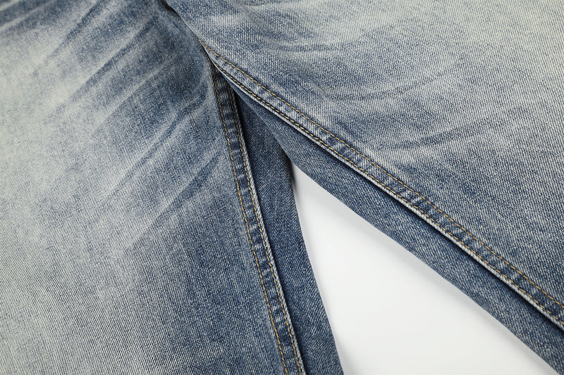 Jean baggy taille mi-haute – Denim délavé à jambes larges avec patchwork étoilé effet vache
