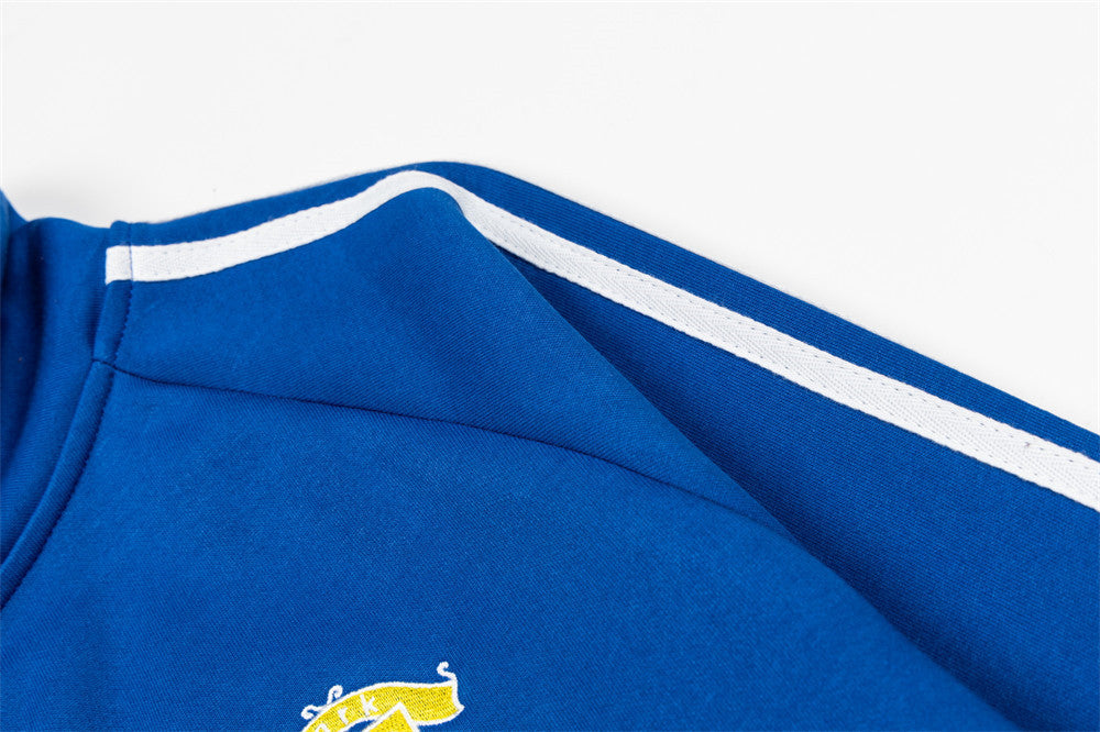 Men's Zip-Up Track Jacket with Stripe Sleeves and Crest Badge