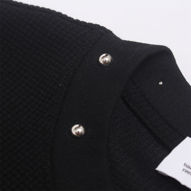 Men's Long Sleeve Shirt Leopard Cross Graphic Black Waffle-Knit Oversized Tee