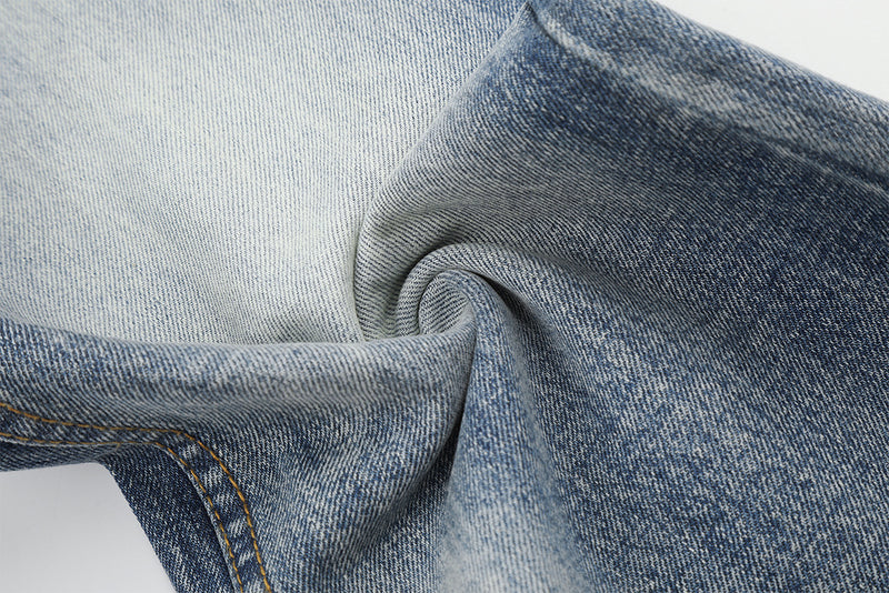 Jean baggy délavé clair – Pantalon droit en denim délavé, jambes larges et détails usés