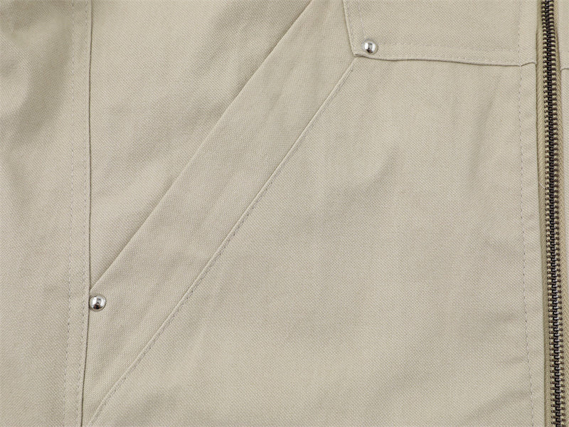 Herrenjacke im dekonstruierten Workwear-Stil – mit Reißverschluss, PU-Lederkragen und entspannter Passform