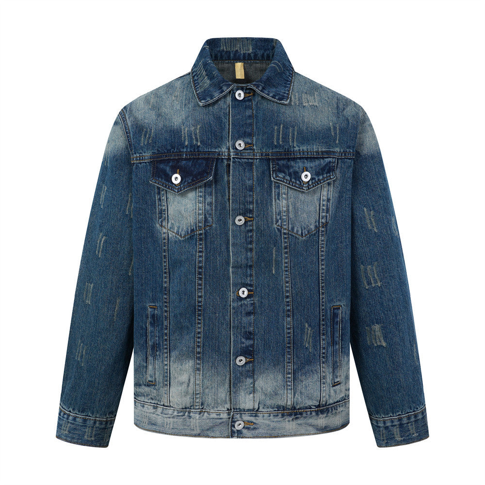Veste en jean homme délavée et usée – Style street vintage punk