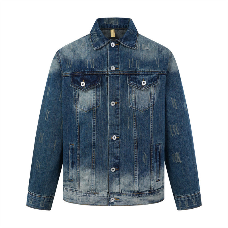 Veste en jean homme délavée et usée – Style street vintage punk