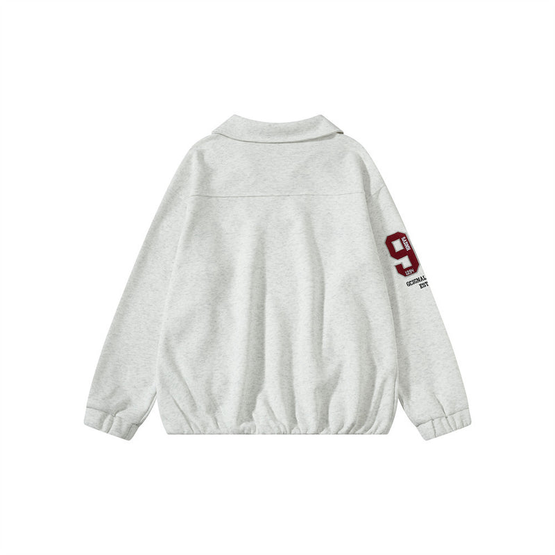 Jersey de cuello en V para hombre, oversized, con bordado universitario