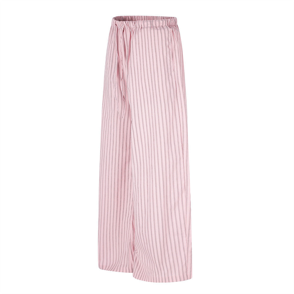 Striped Wide-Leg Lounge Pants – Relaxed Fit Drawstring Trousers