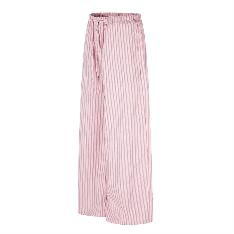 Striped Wide-Leg Lounge Pants – Relaxed Fit Drawstring Trousers