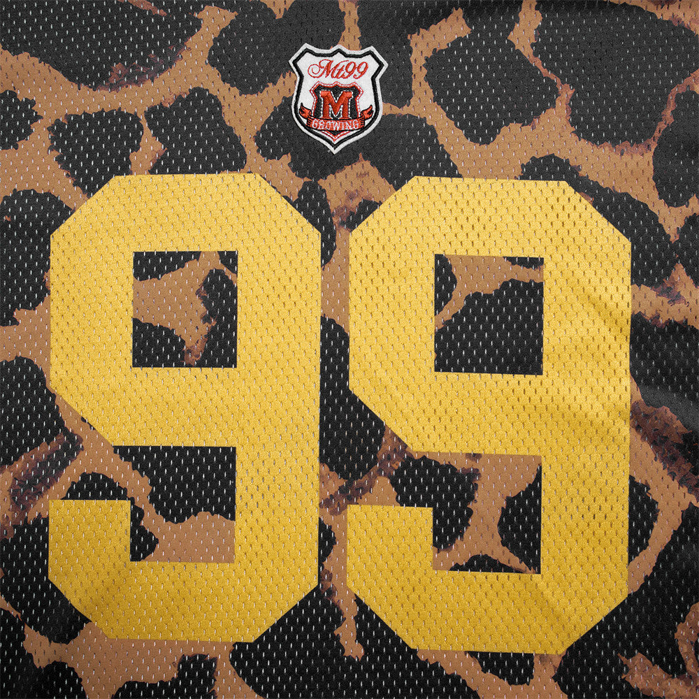 Men's Leopard Print Football Jersey V-Neck Short Sleeve Shirt – Number 99