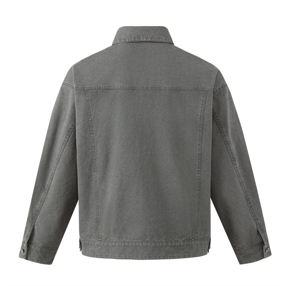Washed Canvas Workwear Jacket – Oversized Fit, Multi-Pocket Trucker Style