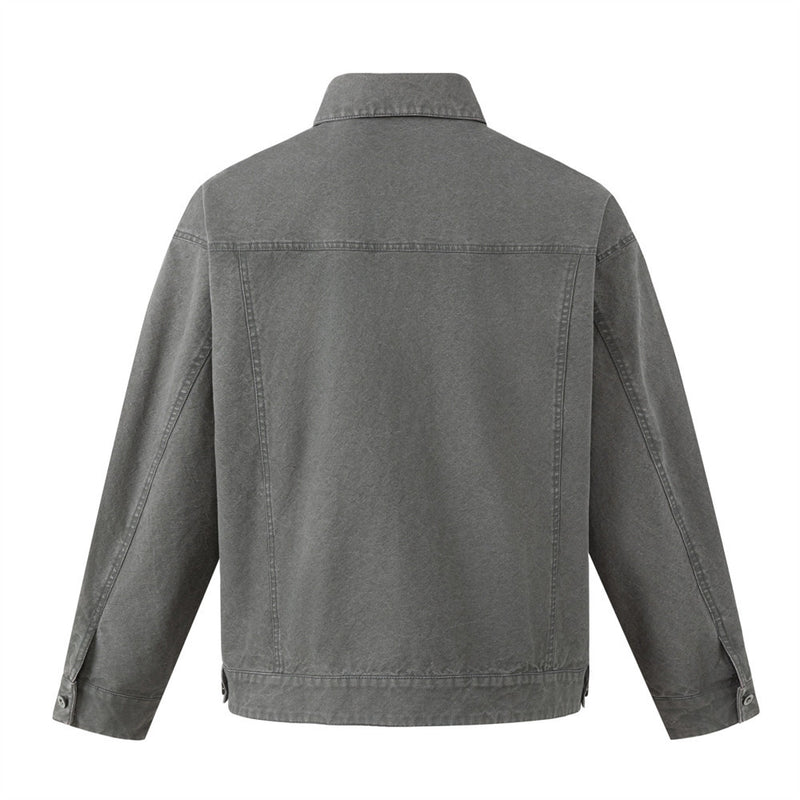 Washed Canvas Workwear Jacket – Oversized Fit, Multi-Pocket Trucker Style