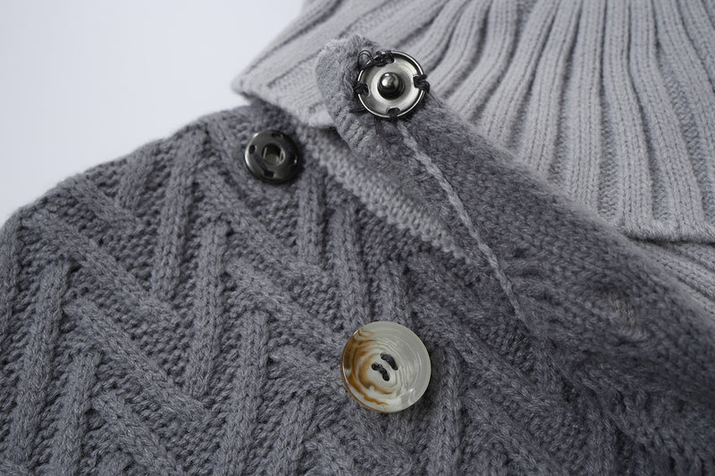 Cardigan en maille torsadée chevrons avec col châle et poches avant