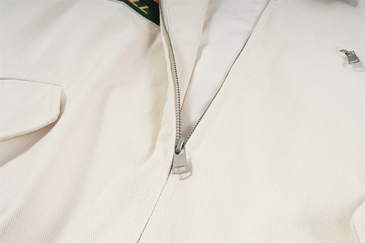 Veste Harrington rétro color block – Veste de travail zippée à col contrastant