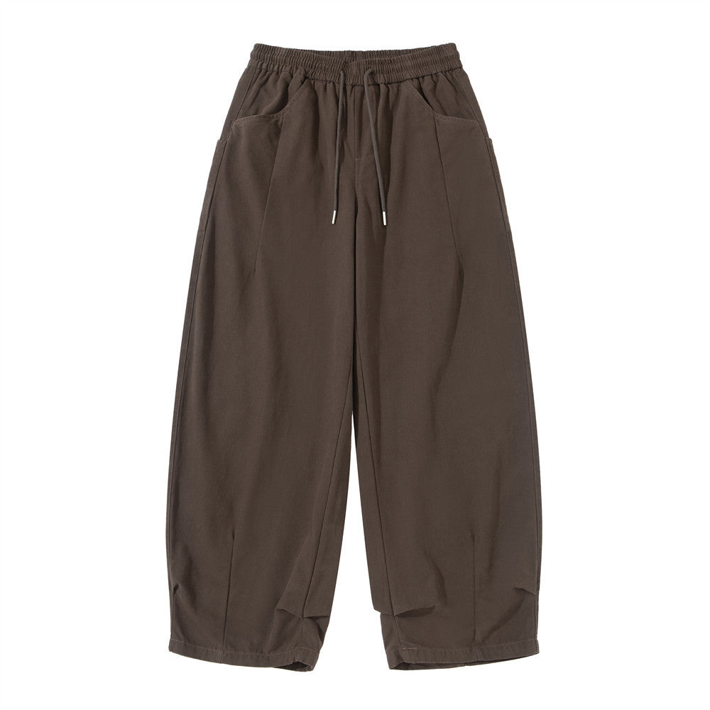 Wide Leg Cargo Pants Men – Loose Fit Pleated Drawstring Trousers