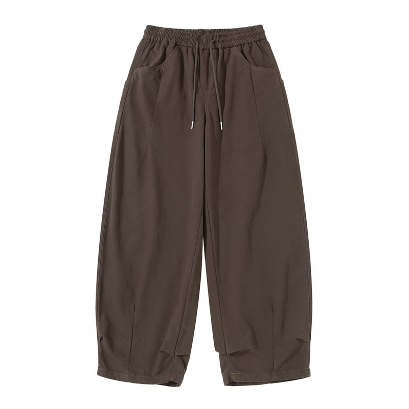 Wide Leg Cargo Pants Men – Loose Fit Pleated Drawstring Trousers
