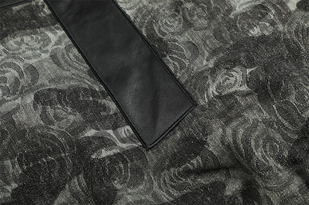 Rose Camo Bomber Jacket with Faux Fur Hood Collar and Cross Back Patch