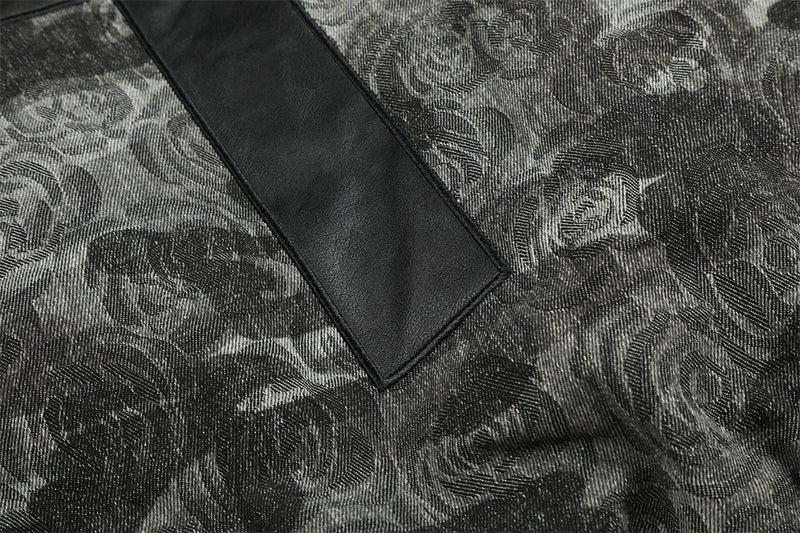 Rose Camo Bomber Jacket with Faux Fur Hood Collar and Cross Back Patch