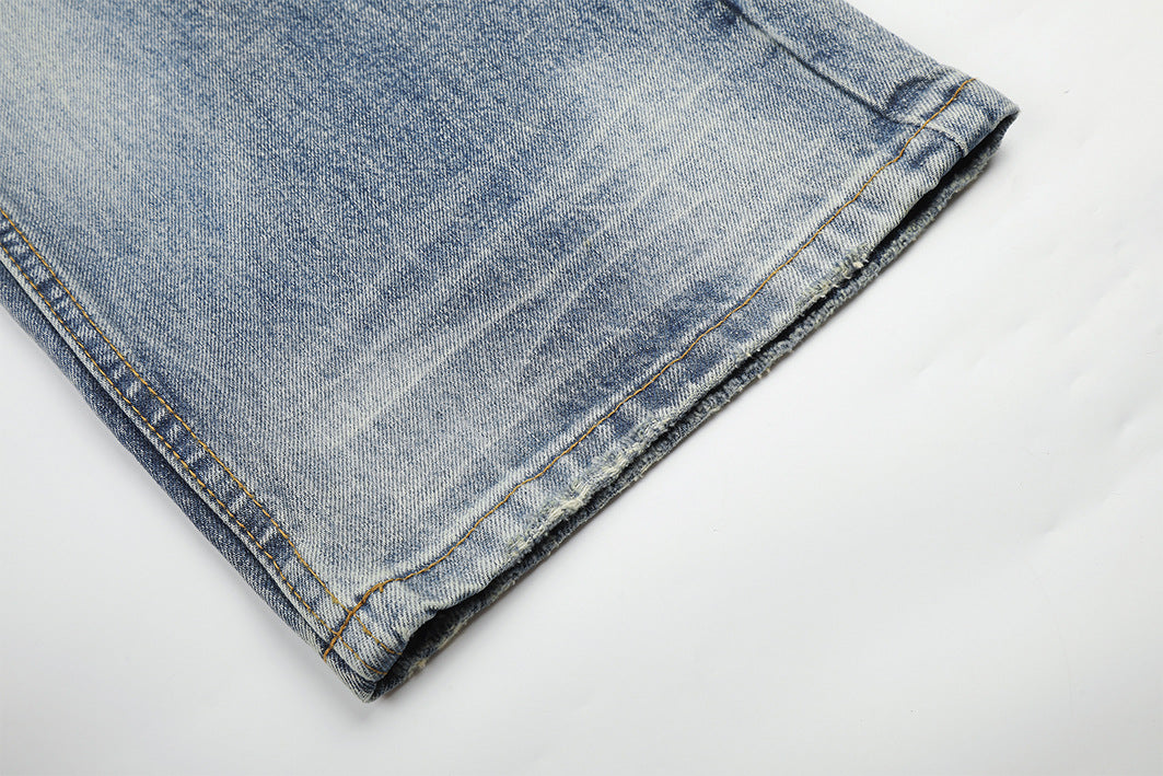 Jean baggy délavé clair – Pantalon droit en denim délavé, jambes larges et détails usés