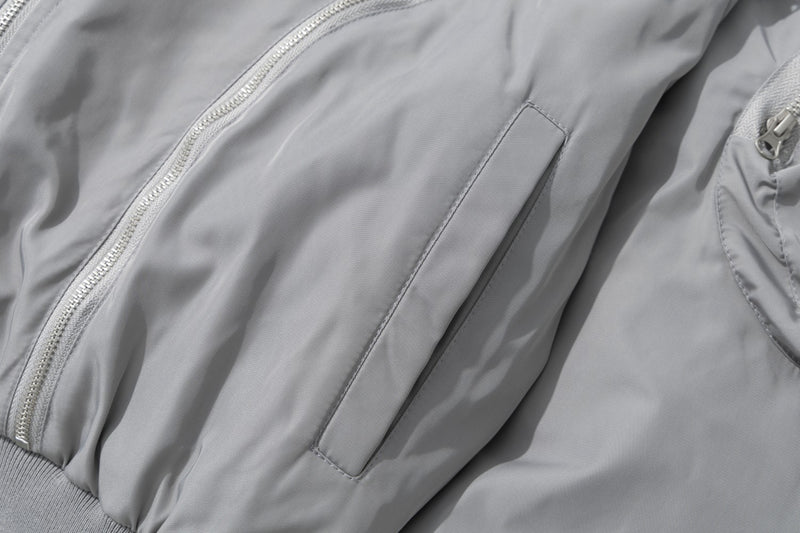 Padded Bomber Jacket – Zip-Up MA-1 Flight Jacket with Sleeve Pocket