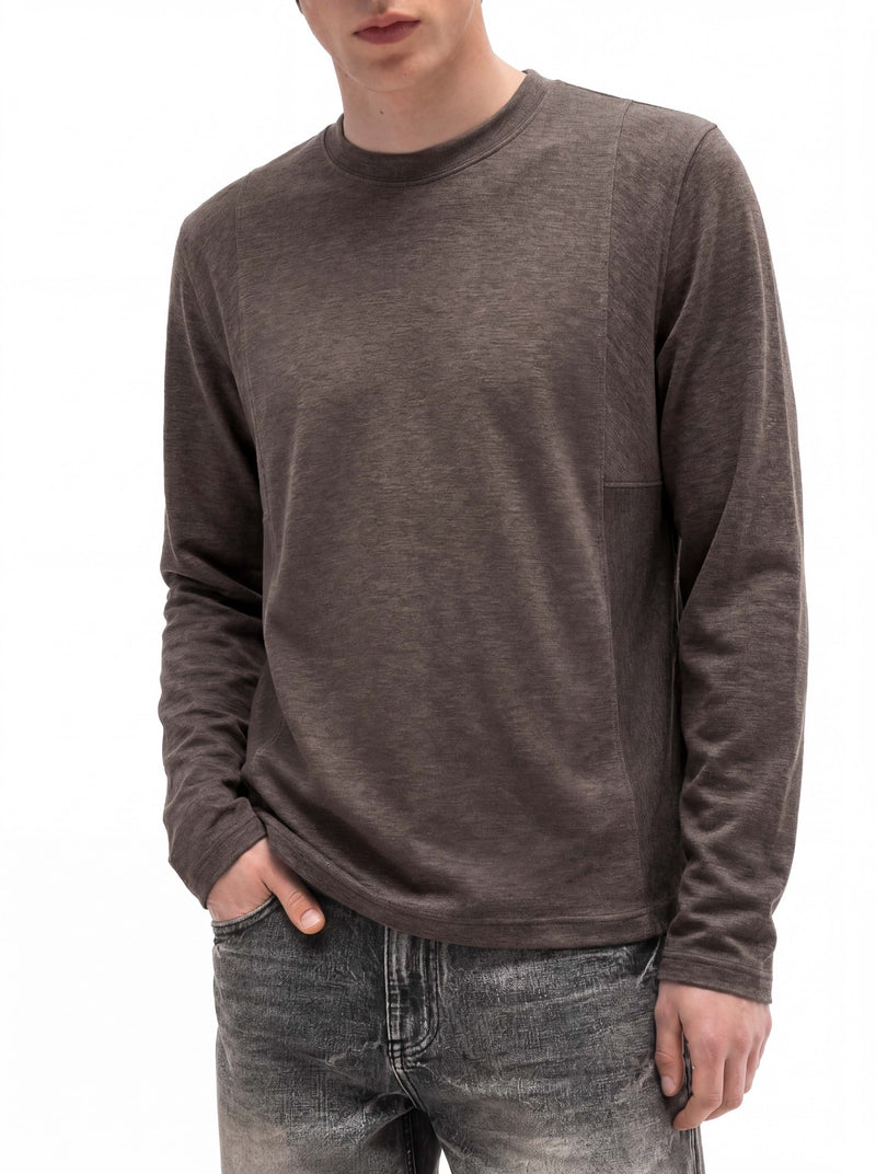 Men's Long Sleeve Crew Neck Shirt – Relaxed Fit Solid Tee