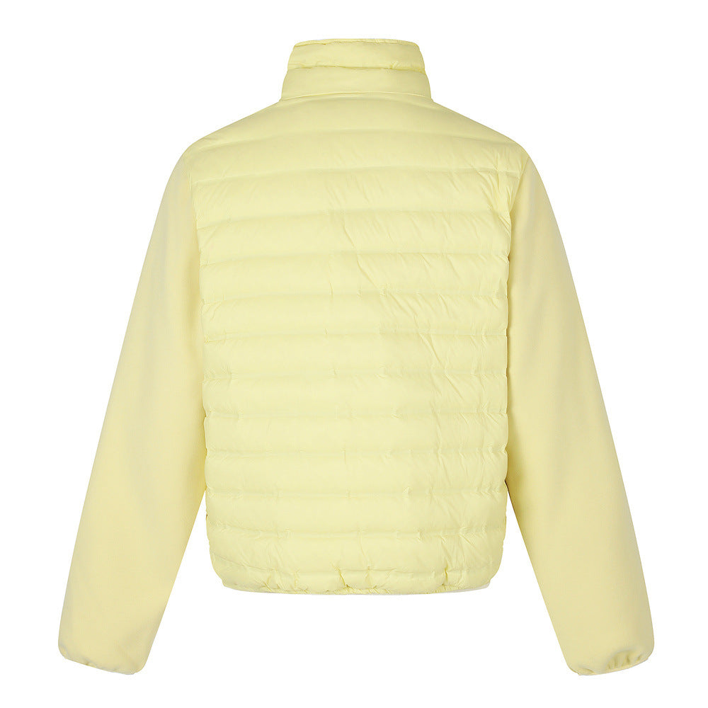 Men's Asymmetric Stand Collar Quilted Down Jacket – Diagonal Placket Puffer Coat