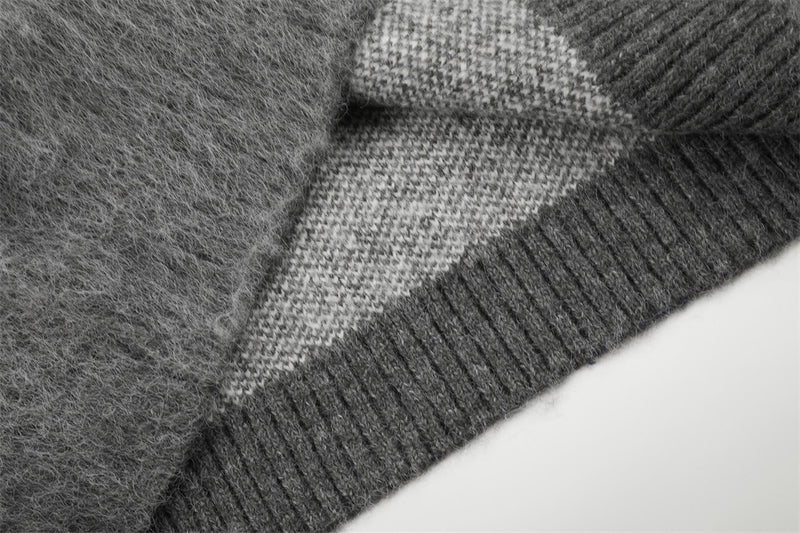 Cárdigan de Punto Jacquard con Caballos – Jersey Oversize de Punto Fair Isle con Botones