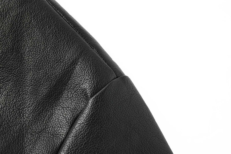 Black PU Leather Moto Racer Jacket – Stand Collar with Ring Hardware Detail