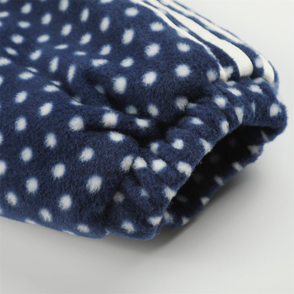 Padded Jacket for Men – Navy Polka Dot Star Patch Track Jacket with Stripe
