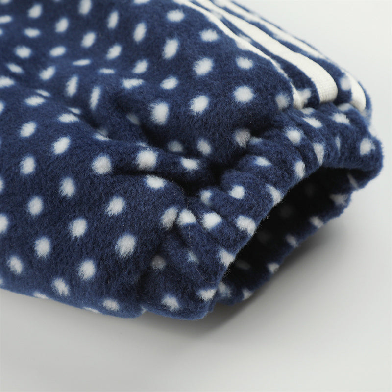 Padded Jacket for Men – Navy Polka Dot Star Patch Track Jacket with Stripe
