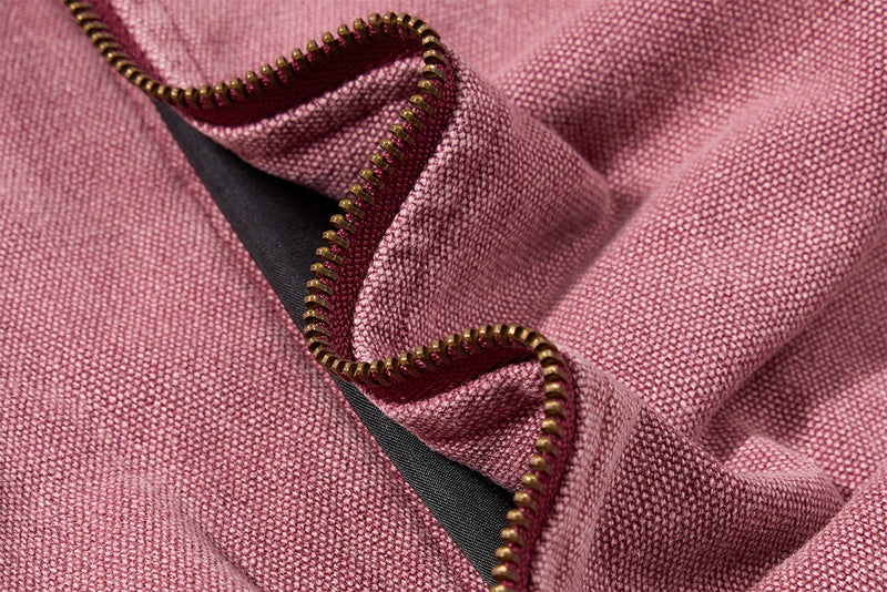 Chaqueta de lona lavada workwear con cuello de pana – Estilo barn de corte cuadrado