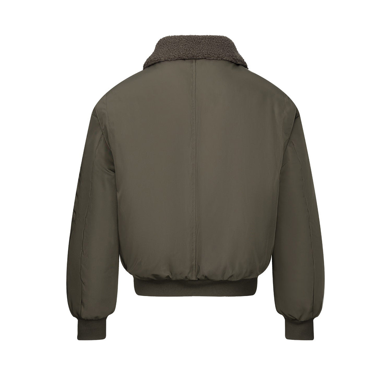 Sherpa Collar Padded Bomber Jacket – Olive Green / Black