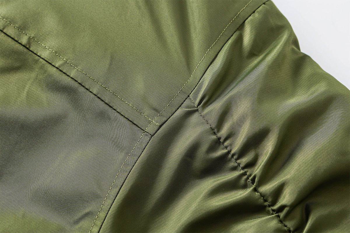 Faux Fur Collar Bomber Jacket with Quilted Lining