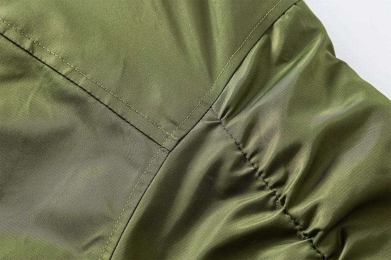 Faux Fur Collar Bomber Jacket with Quilted Lining