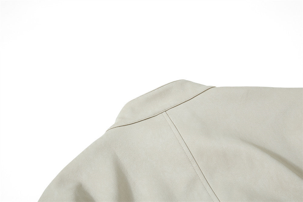 Blouson bomber homme oversize en similicuir PU – Col montant et zip intégral