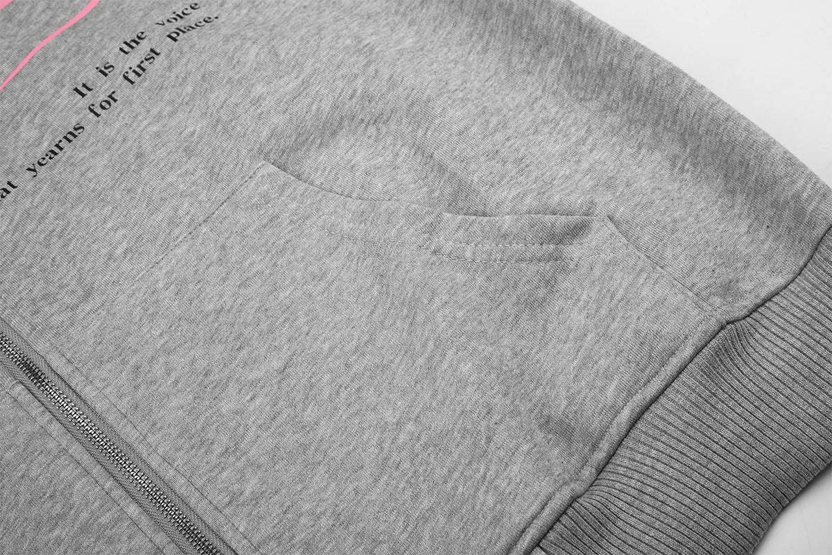 Sweat à capuche zippé à motif Ready To Joy – Streetwear américain rétro oversize