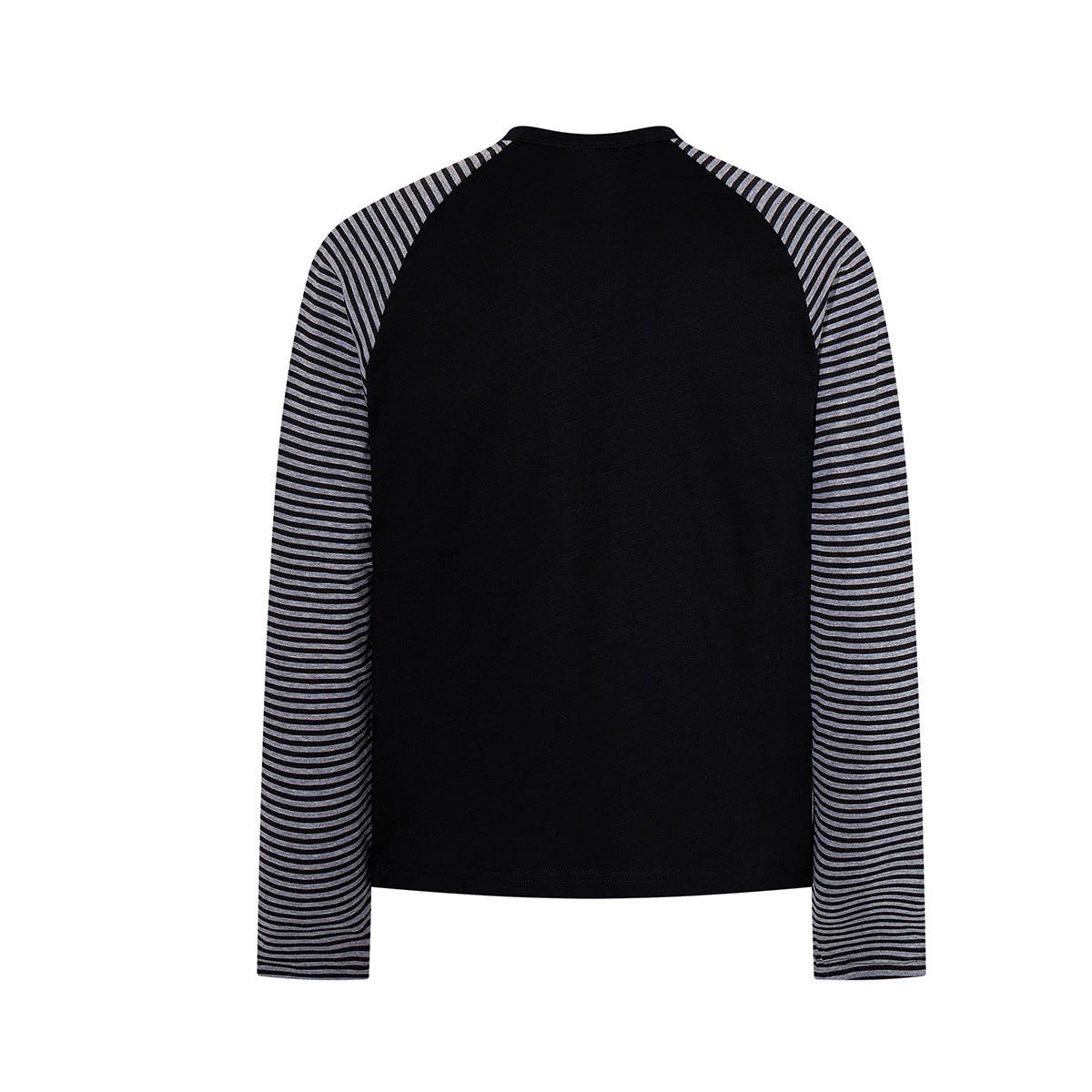 Long Sleeve Raglan Shirt – Rock 'N Roll Graphic, Black & White Striped Sleeves