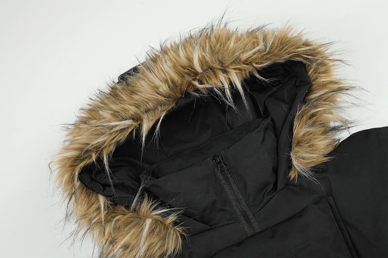 Fur-Collar Bomber Down Jacket – Vintage American Short Puffer Coat