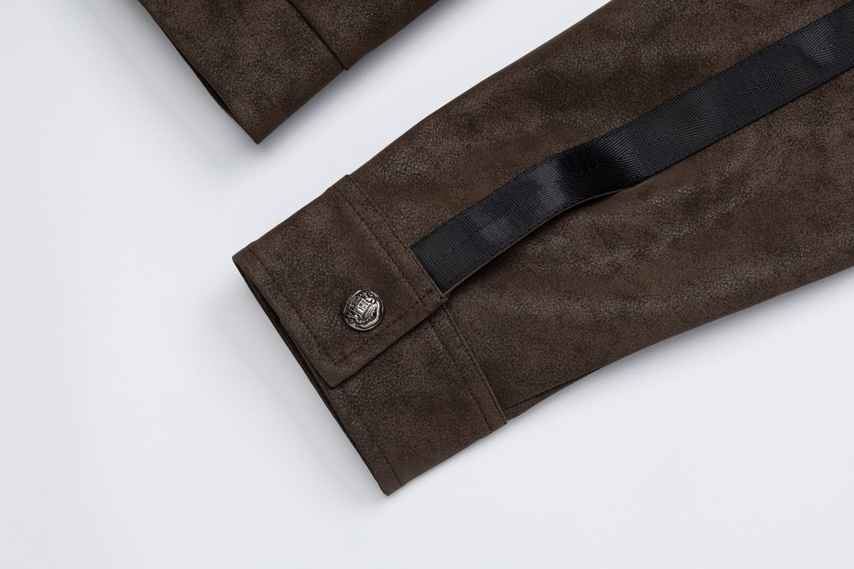 Chaqueta bomber de textura ante con rayas – Chaqueta corta Detroit con bandas satinadas