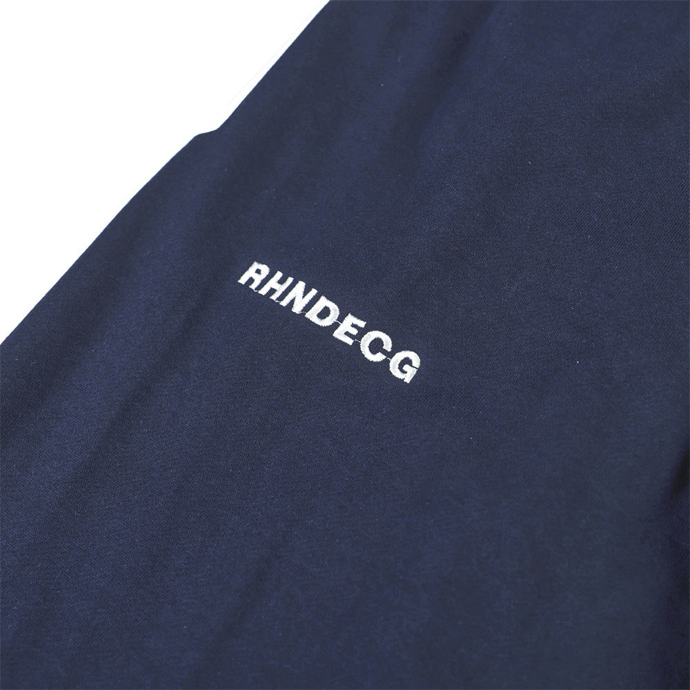 Wide-Leg Track Pants – Navy Blue with Contrast Side Stripes