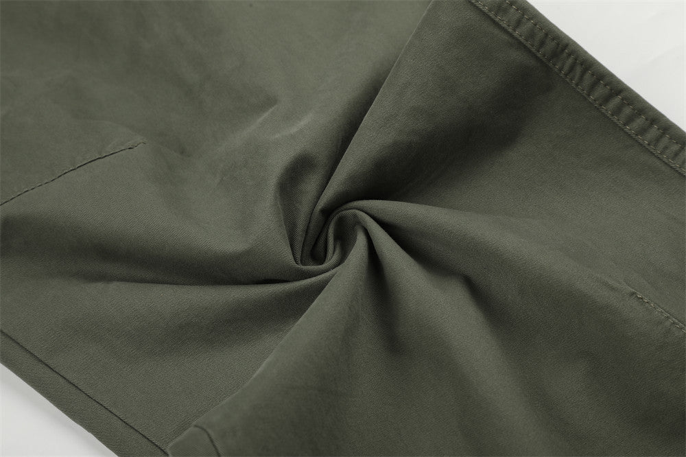 Pantalon palazzo à jambes larges – Taille haute, braguette à boutons, ceinture côtelée et ourlet brut