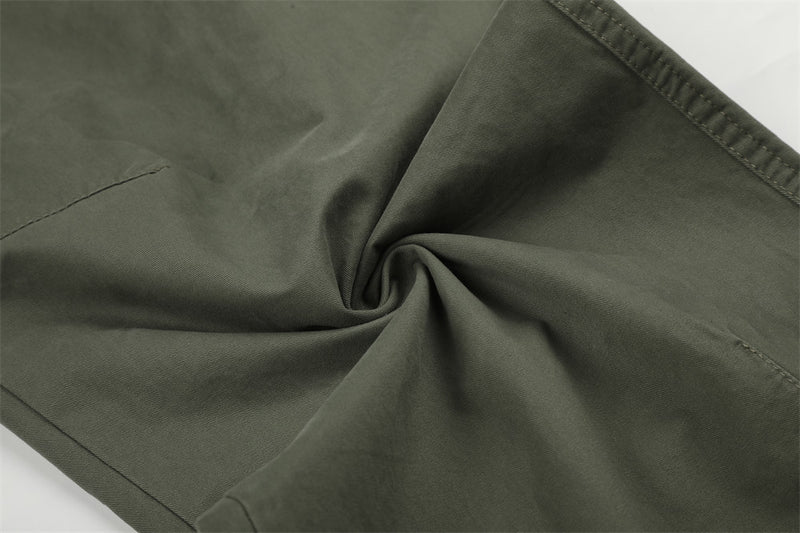 Pantalon palazzo à jambes larges – Taille haute, braguette à boutons, ceinture côtelée et ourlet brut