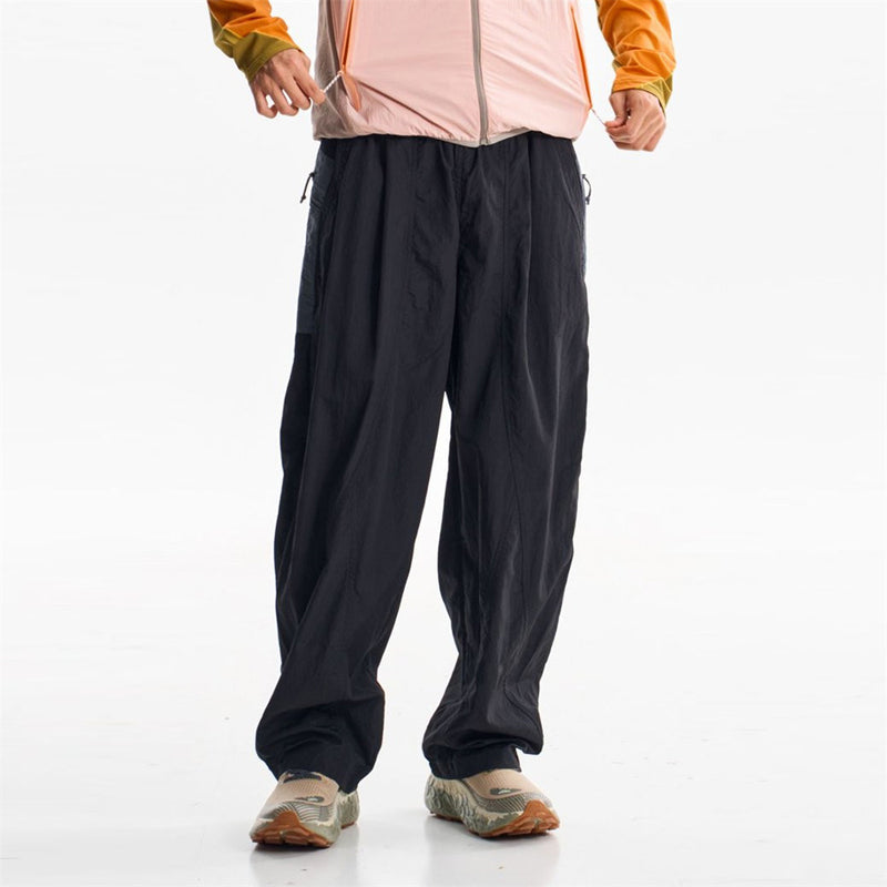 Baggy Wide-Leg Parachute Pants – Unisex Drawstring Jogger with Elastic Waist
