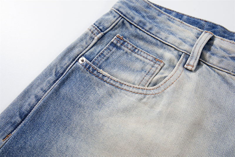 Graffiti Embroidered Wide-Leg Jeans – Punk Distressed Vintage Denim