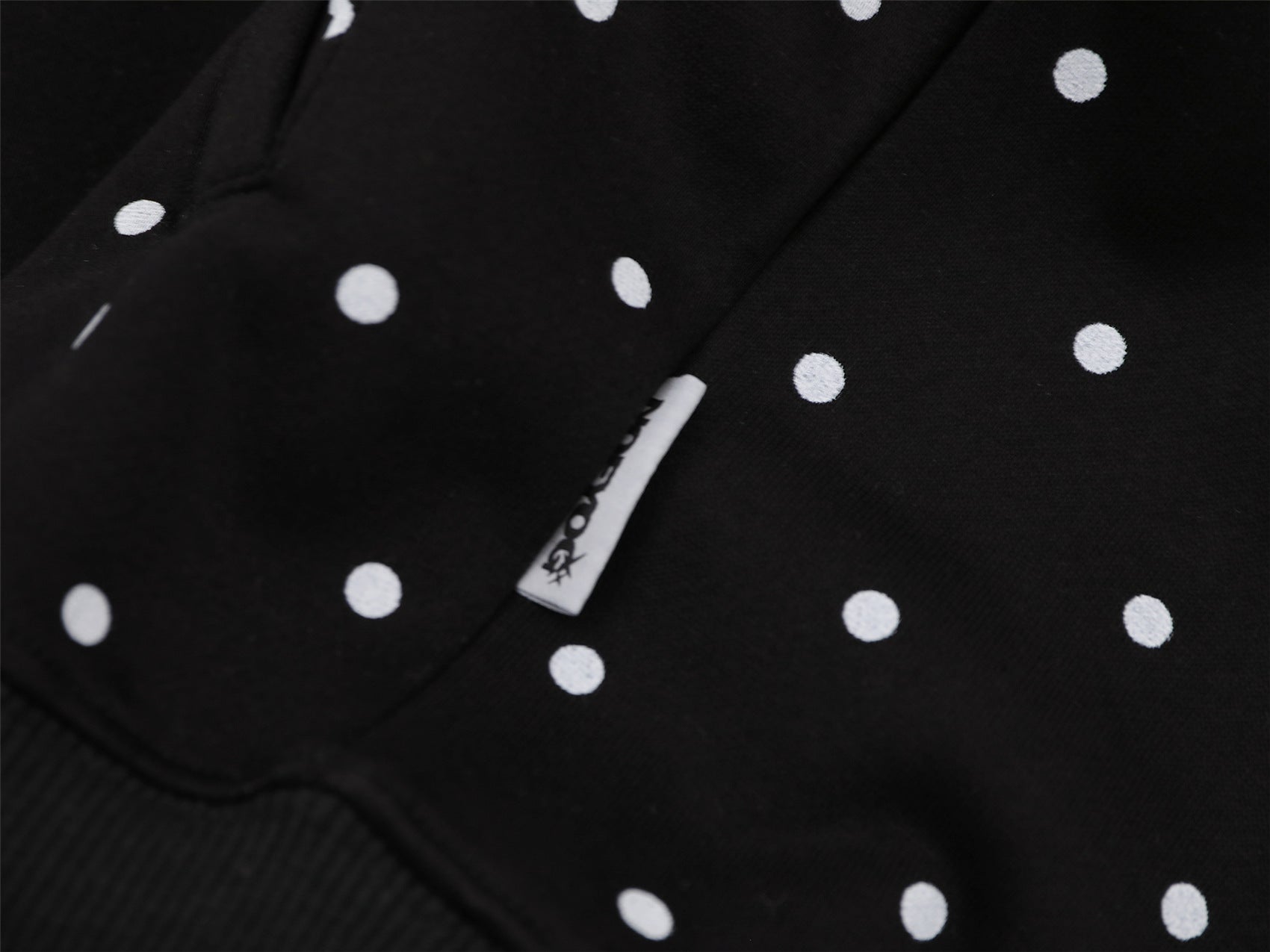 Polka Dot Zip-Up Hoodie with 3D Cat Patch & Star Embroidery – Oversized Unisex