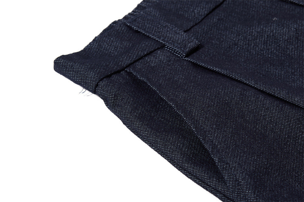 Wide-Leg Pleated Cropped Shorts with Belt – Men's Relaxed Fit