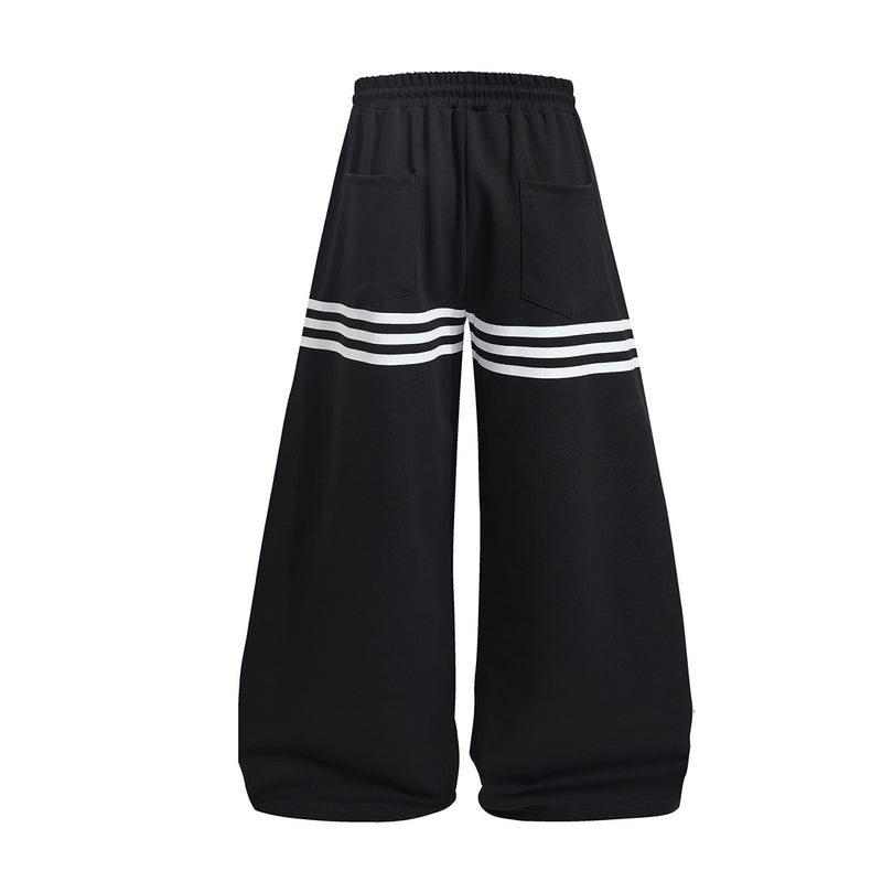Wide Leg Sweatpants with Stripe & Mellifluous Graphic Print