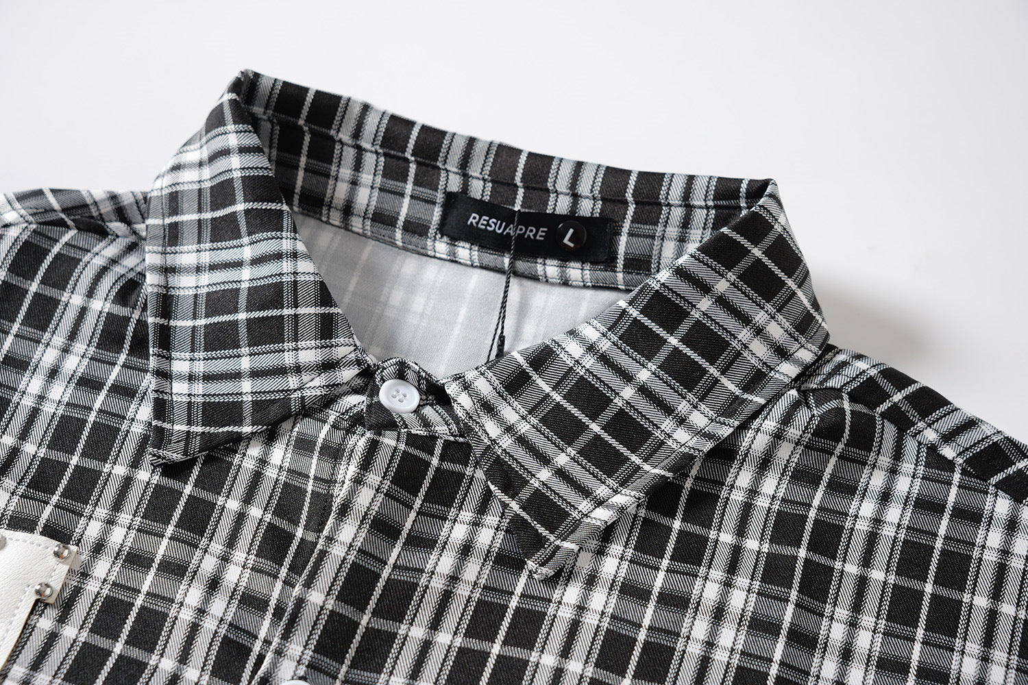 Designer Long Sleeve Shirt – Plaid Studded 'LUCK' Star Graphic, Relaxed Fit