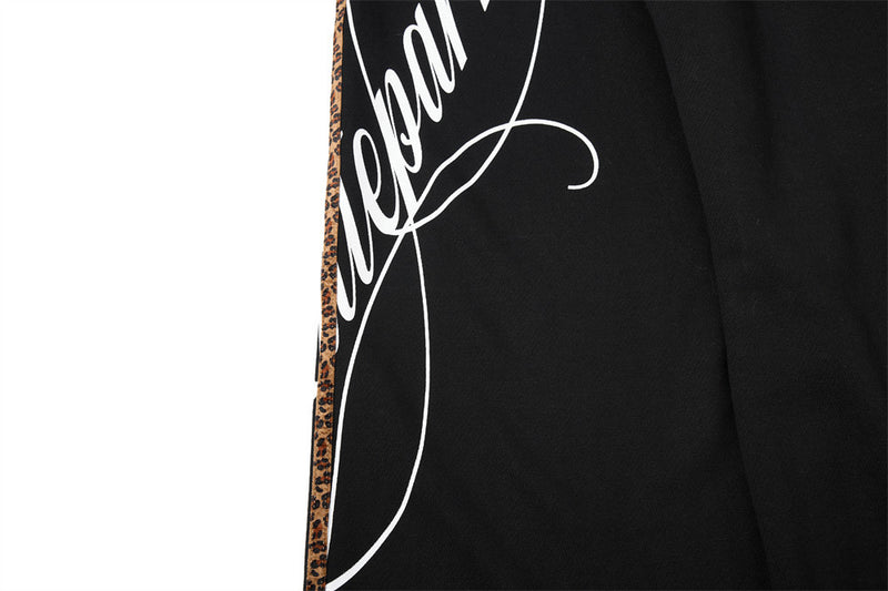 Wide-Leg Sweatpants with Leopard Side Tape & Script Print – Men's Streetwear