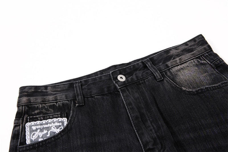 Wide-Leg Baggy Jeans – Vintage Washed Straight-Cut Denim