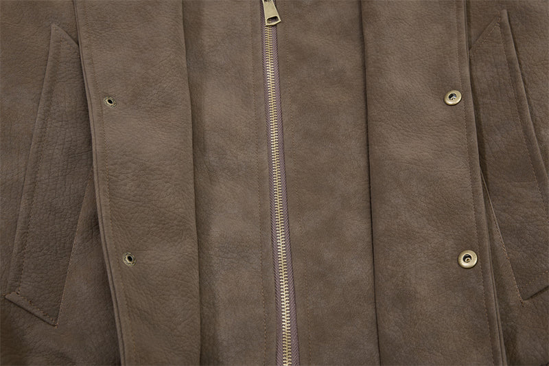 Vintage Leather Bomber Jacket – Men's Oversized PU Leather Baseball Jacket with