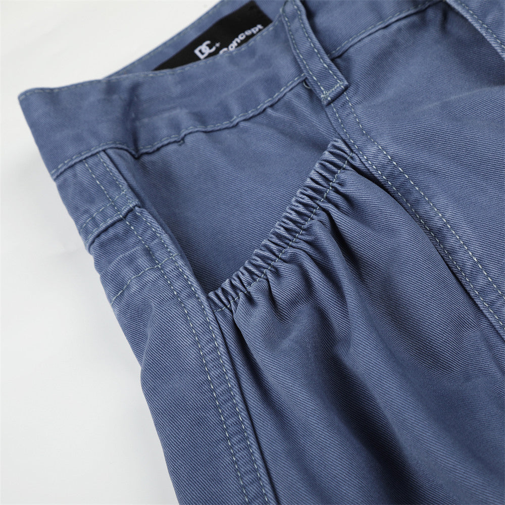 Wide-Leg Cargo Pants with Multi-Pocket Design and Contrast Paneling
