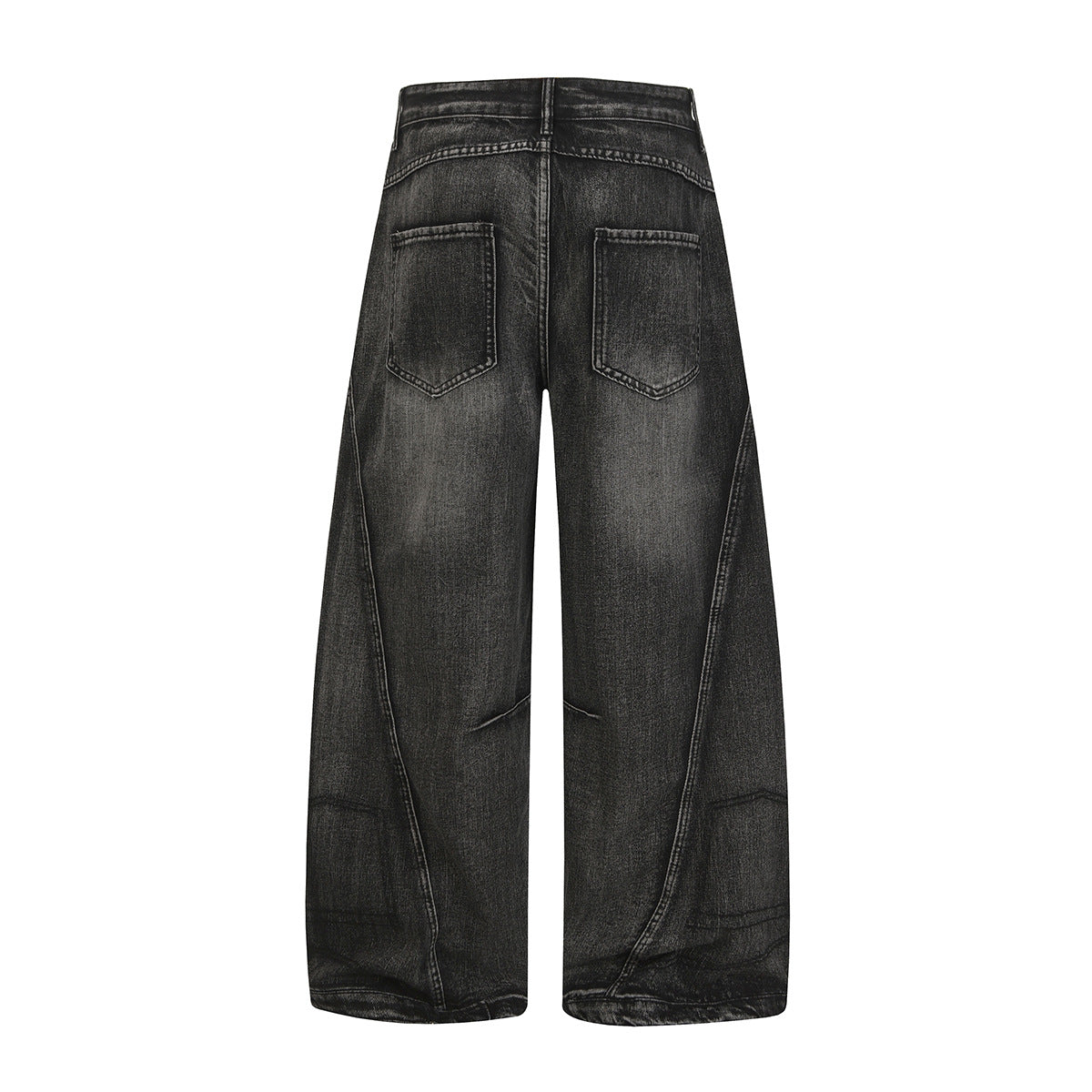 Jean baggy noir déchiré – Pantalon en denim délavé à jambe large